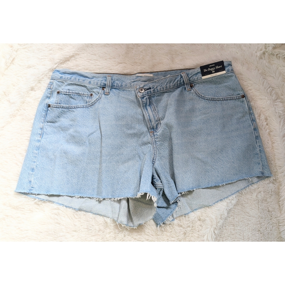 Abercrombie & Fitch The Baggy Short Low Rise Curve Love Light Blue Jean Shorts
